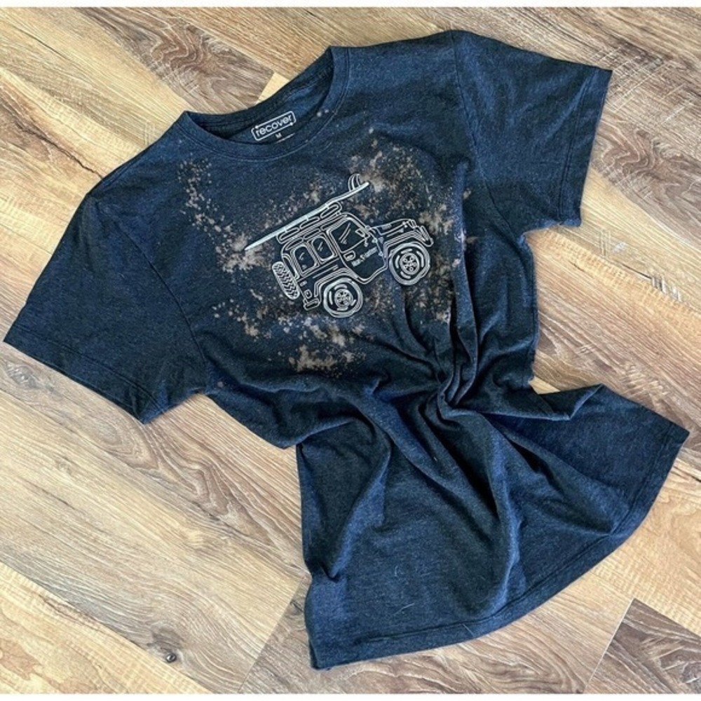 Klean Kanteen Adventure‎ Black Gray Bleached Upcycled T-shirt, Size Medium EUC